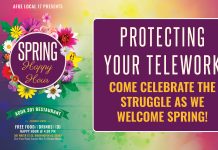 AFGE LOCAL 17 Happy Hour Happy Hour Featured Image - Text reads: "PROTECTING YOUR TELEWORK - COME CELEBRATE THE STRUGGLE AS WE WELCOME SPRING!"