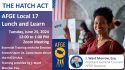 Hatch Act Training - Image shows woman holding up a piece of paper that says "VOTE".
